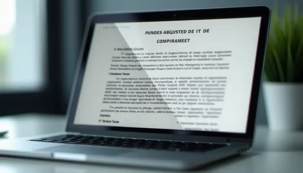 Écran d'ordinateur affichant un document PDF administratif avec un filigrane gouv semi-transparent en diagonale