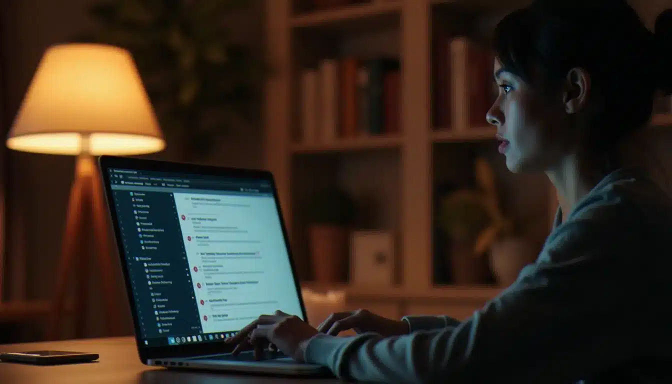 Une personne sélectionnant soigneusement des entrées de données à supprimer dans l'interface my activity sur un ordinateur portable