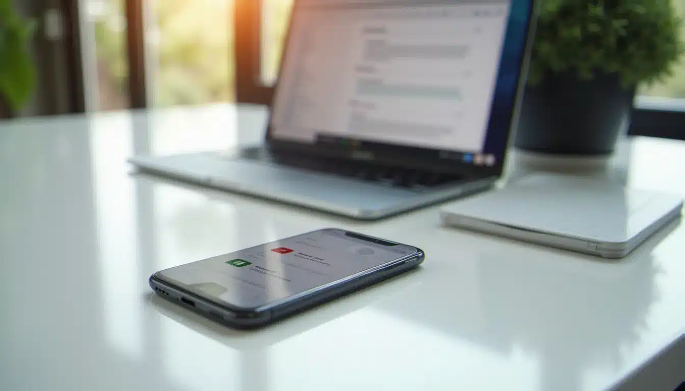 Smartphone et ordinateur portable affichant une interface de messagerie pour accéder à AOL Mail en mobilité