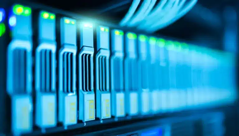 Salle de serveurs illustrant le fonctionnement de Nginx, le serveur web haute performance le plus utilisé en 2026