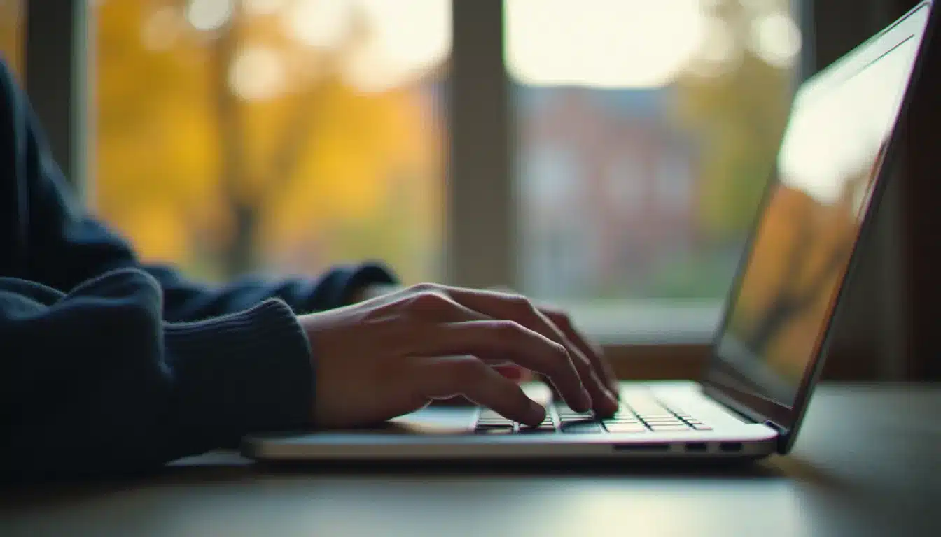 Étudiant accédant à son webmail universitaire sur ordinateur portable, représentant la messagerie de l'Université de Bourgogne à Dijon