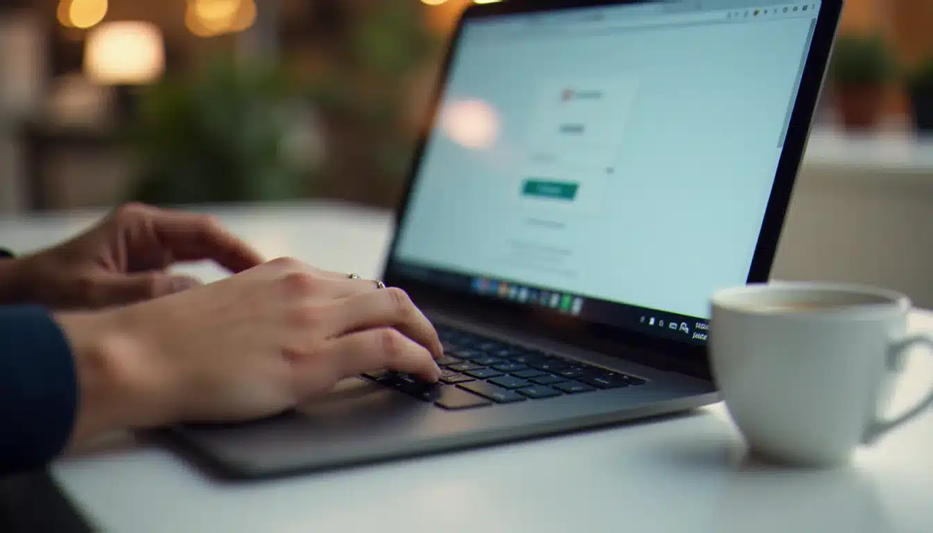 Connexion à un webmail depuis un ordinateur portable, illustrant l'accès au webmail Free Zimbra depuis un navigateur
