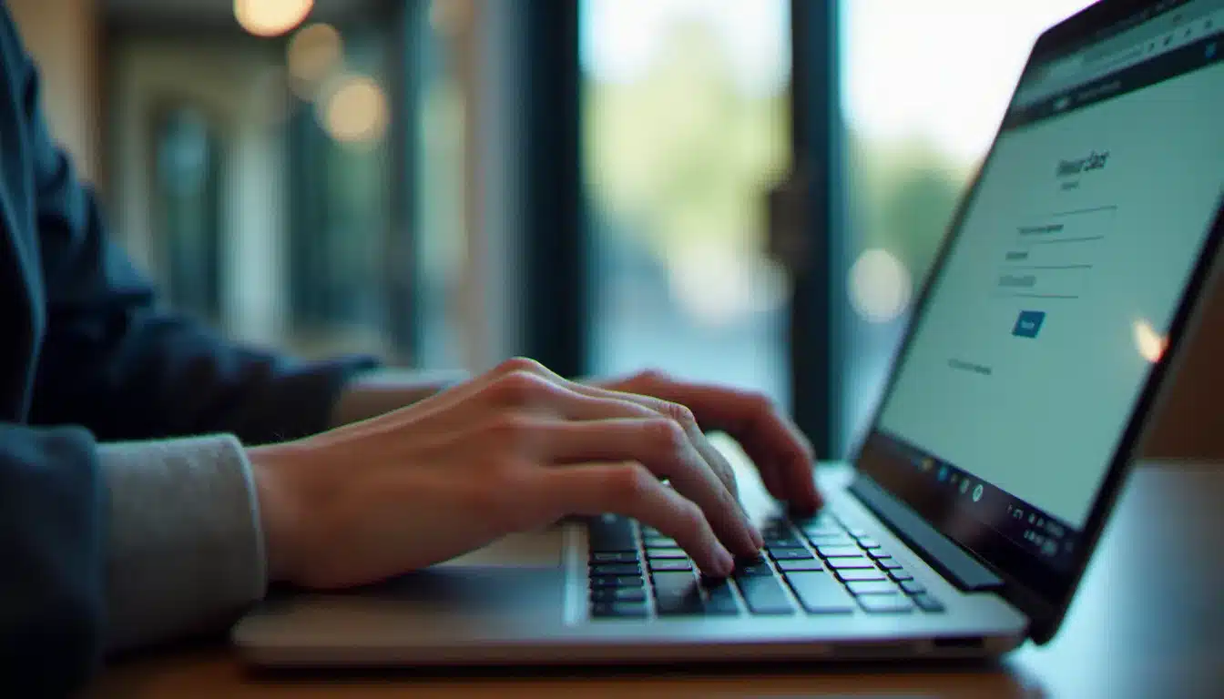 Saisie des identifiants de connexion au webmel Créteil sur un ordinateur portable, page de connexion académique ouverte dans un navigateur