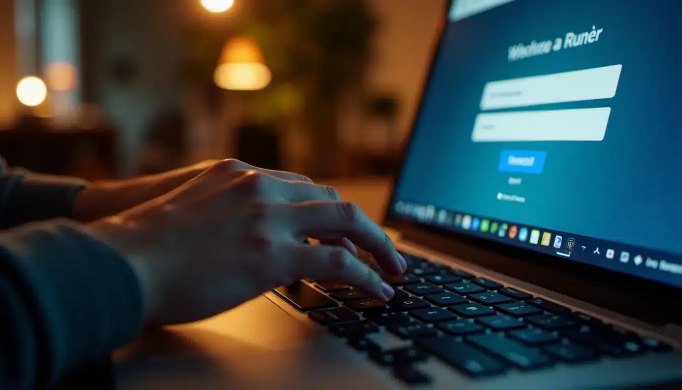 Une personne accède à l'interface d'administration de son routeur via l'adresse 192.168.1.1 sur un ordinateur portable