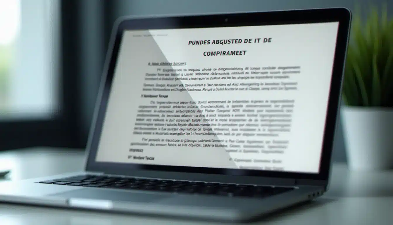 Écran d'ordinateur affichant un document PDF administratif avec un filigrane gouv semi-transparent en diagonale