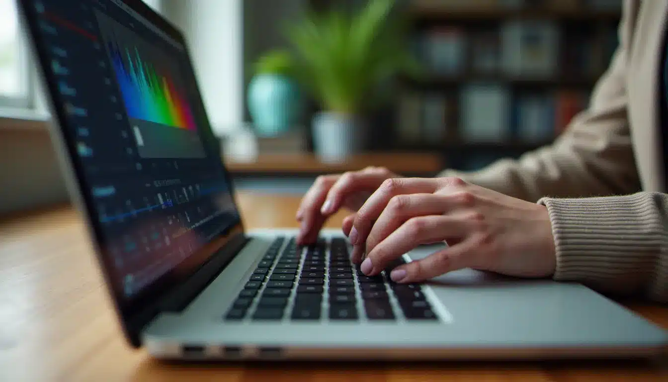 Mains sur un clavier en train de personnaliser une page web avec un éditeur visuel en ligne