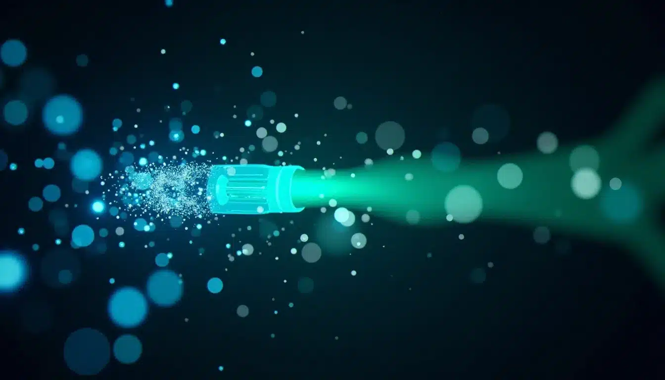 Visualisation abstraite du flux de données entre un serveur et un navigateur web, symbolisant le fonctionnement interne d'internet